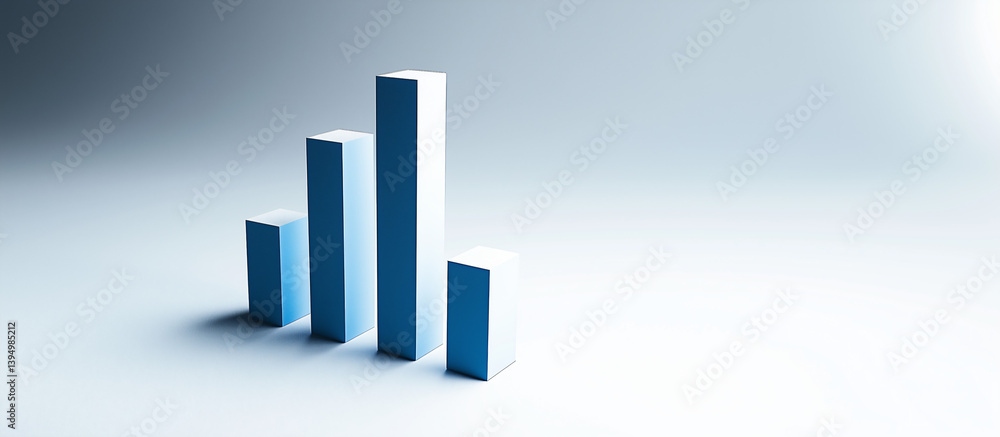 Poster bar chart rise: a striking 3d bar chart visualization with a bright and simple design, signifying gr