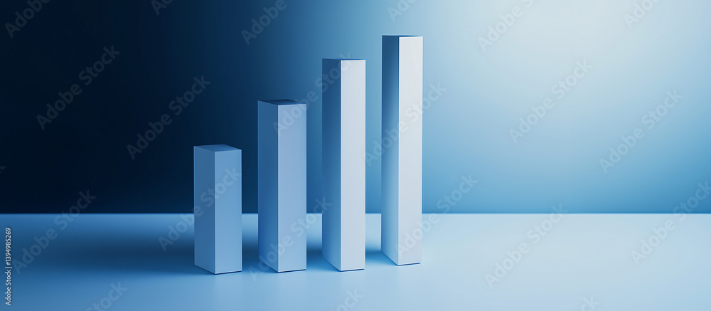 Poster rising bar graphs: an evocative image of abstract bar graphs, symbolizing growth and progress, prese