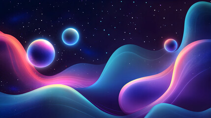 Obraz premium background with glowing orbs and abstract waves of light 