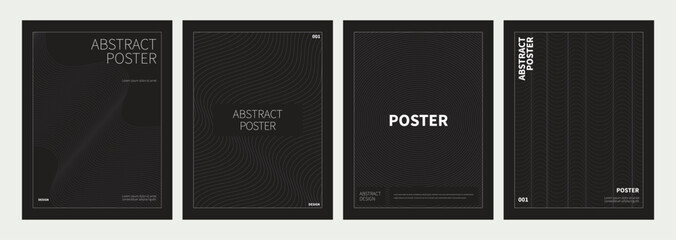 Minimalist Abstract Poster Collection: A set of four sleek, modern posters, showcasing a study in contrast, with minimalist designs and captivating typography.