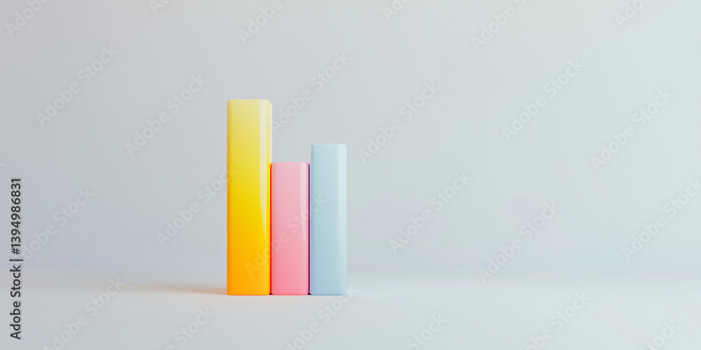 Poster data visualization: a vibrant graph of bars symbolizing growth and trends stands out with their stri