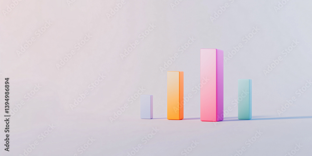 Poster colorful growth: a minimalist abstract of multicolored bar graphs suggesting growth and progress aga