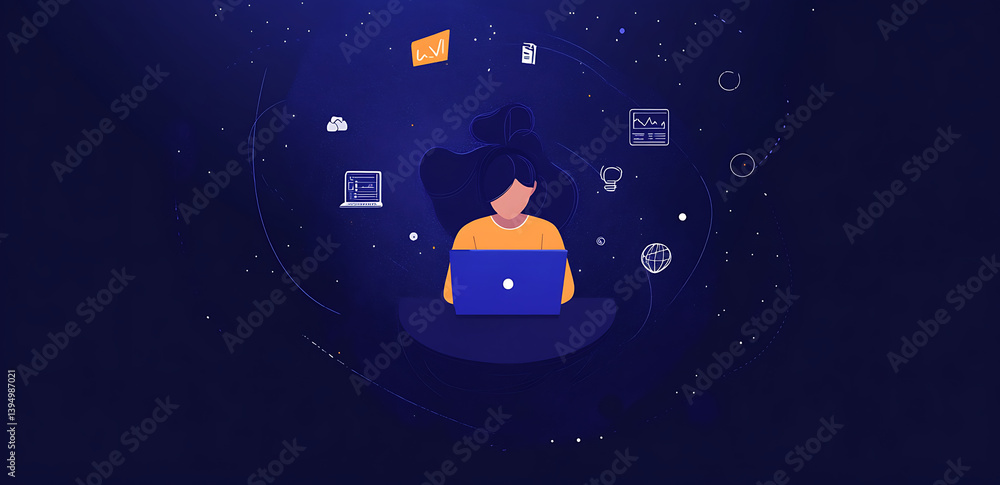 Aufkleber artificial intelligence , business man on the background of the word success , binary code technolog