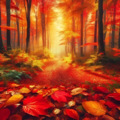 Fototapeta premium Autumn on a forest path