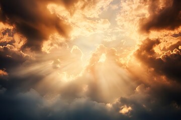 Fototapeta premium Celestial Drama A Sky Painted with Light and Shadow