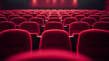 Obraz premium Empty Red Cinema Seats: Awaiting the Show