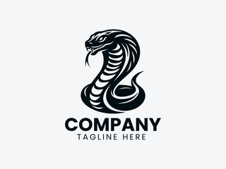 Striking Cobra Snake Hood Fangs Vector Logo Design, Cobra Snake Hood Fangs Logo, Venomous Cobra Snake Logo Design
