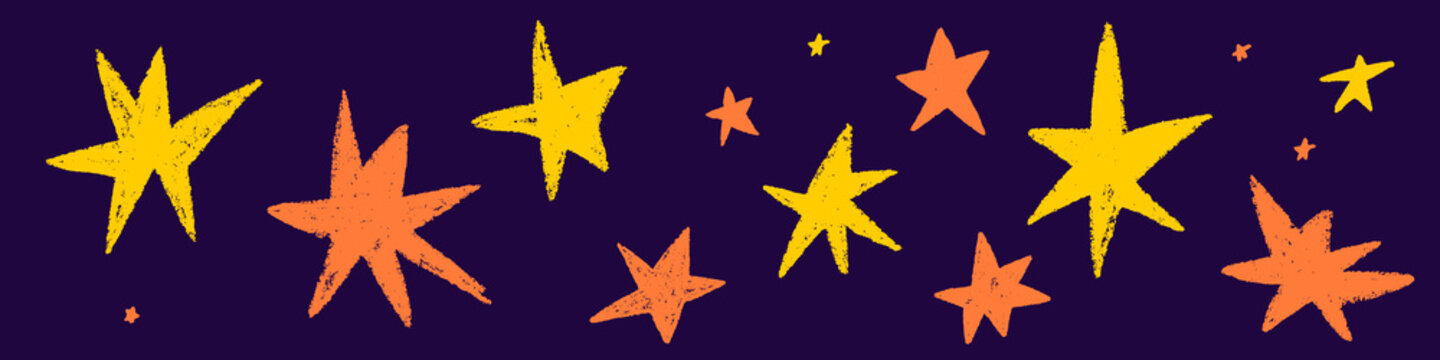Naklejki Star crayon set with chalk texture. Star kid crayon yellow color. Simple kid element. Vector illustration
