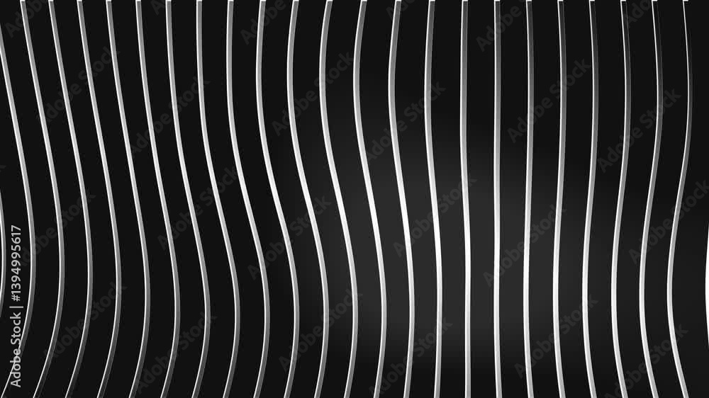 Poster abstract black and white striped vector design features an optical illusion pattern with curving lin