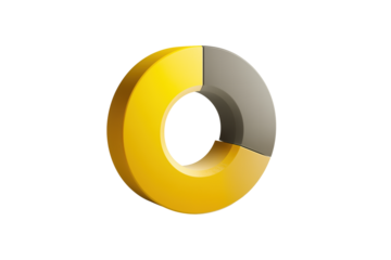 3D-Kreisdiagramm in Grün und Gelb als Segmentanzeige PNG mit transparentem Hintergrund

