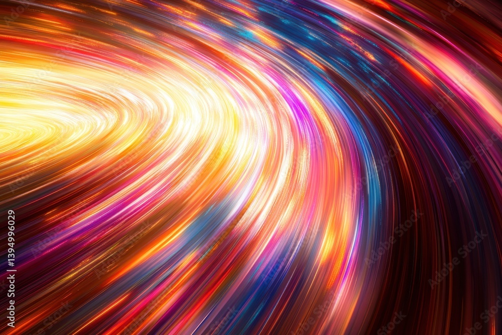 Poster vibrant swirl of colors representing light trails in a dynamic motion pattern at night