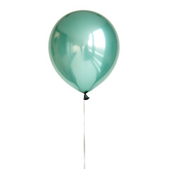 Green Helium Balloon Floating Isolated on Transparent Background