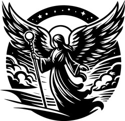 sketch vector illustration design image icon logo symbol winged angel guardian of the world  