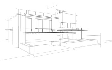 Architectural drawing of a modern house