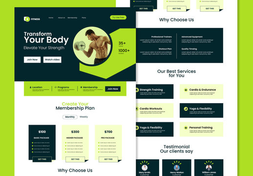 Gym and Fitness Landing Page Design