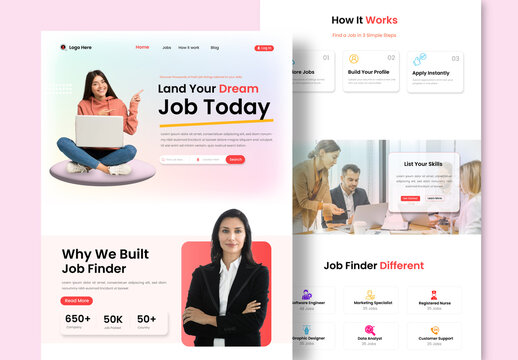 Job Finder Landing Page Design
