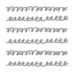 Fototapeta premium Underline Wave Squiggle Doodle Border Set. Wavy Line Curve Frame Decoration Collection. Handdrawn Vector Divider Element