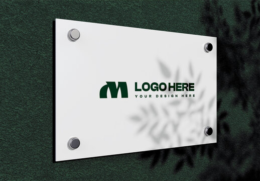Glass Sign on Wall Mockup