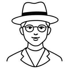 Man with hat on white background