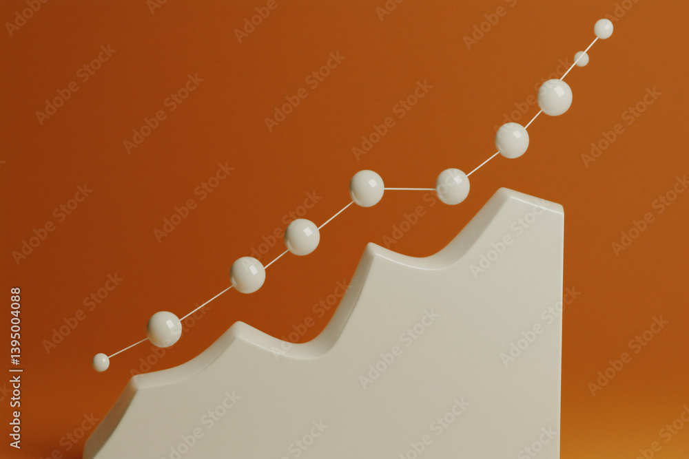 Poster ascending curve of growth: an abstract representation of progress and development, a stark white lin