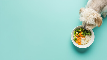 美味しそうに食べる犬と野菜たっぷりのバランス食 | 食事を楽しむ