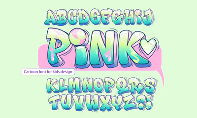 Set of cartoon letters in light colors for fun kids design inscription