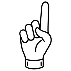 Finger pointing up on white background
