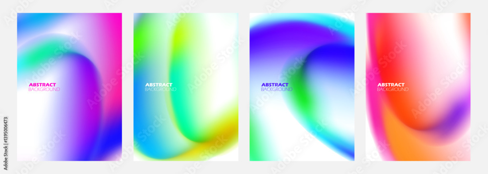 Aufkleber Set of abstract backgrounds with vibrant fluid color shapes. Defocused color gradients. Blurred colors for creative graphic design. Vector illustration.