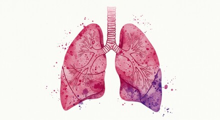 Watercolor human lungs illustration for medical or scientific representation