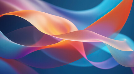 Obraz premium Flowing ribbon in vibrant colors creates dynamic and artistic visual effect, blending hues of orange, pink, and blue