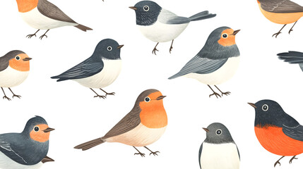 Obraz premium Robins: Collection of Avian Poses - Standing, Flying, and Portrait Shot