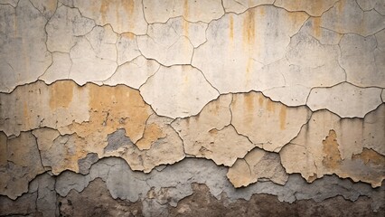 Aged and weathered concrete wall with peeling paint. Created with Ai