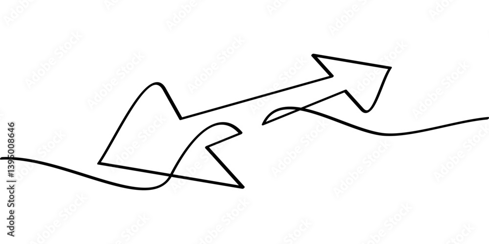 Poster continuous line drawing double arrow symbol. abstract line art illustration for your design project