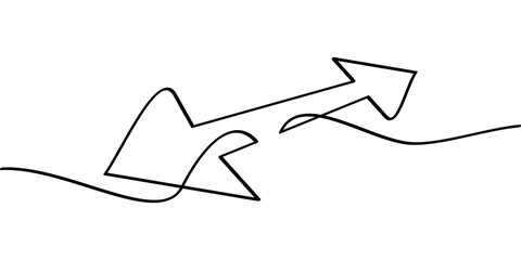 continuous line drawing double arrow symbol. abstract line art illustration for your design project