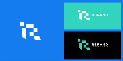 Obraz premium Modern Abstract R Letter Pixel Logo Design for Brand