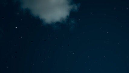A single, soft cloud against a deep night sky filled with stars.