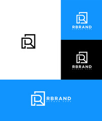 Modern Monogram R Brand Logo Design Variations Blue Black White