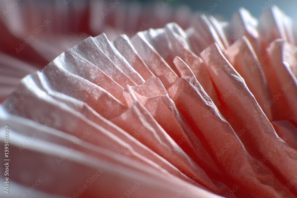 Poster abstract composition of pink paper liners with delicate texture and soft light creating a gentle and