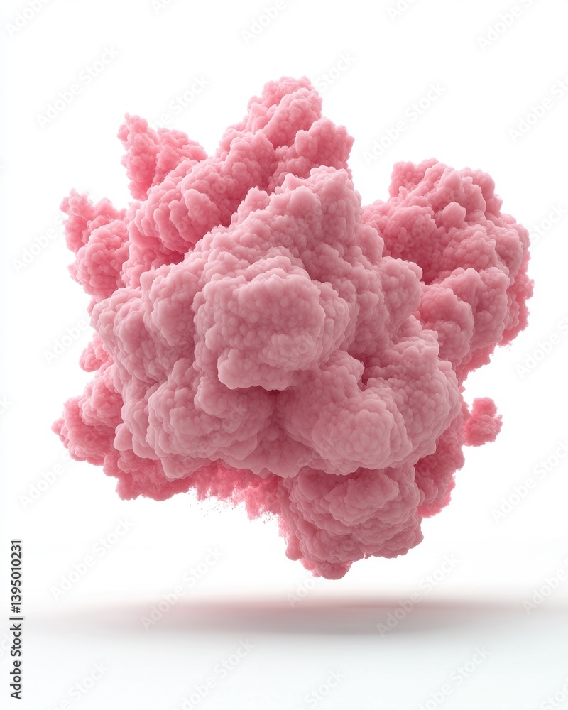 Poster Ethereal pink cloud formation against a clean white backdrop creating a dreamy soft and abstract visual with a gentle shadow adding depth and dimension