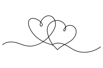 Heart continuous one line art drawing of heart hand drawn vector illustration
