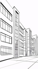 Architectural Sketch of a Modern Apartment Building