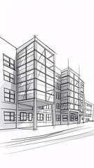 Architectural Sketch of a Modern Apartment Building