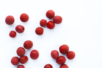 Umeboshi, Japanese pickled plums, Sour and salty taste.