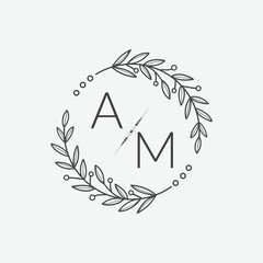 Obraz premium initial monogram wedding with creative circle line