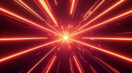 Fototapeta premium Vivid Laser Beams: A mesmerizing digital art piece featuring radiant, bright laser beams, radiating outward from a central point against a deep, captivating backdrop.