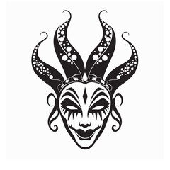 Jester Mask Vector. Jester Venetian Mask Stock Illustrations.