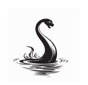 Loch Ness monster Nessie in the lake image vector isolated on white background.