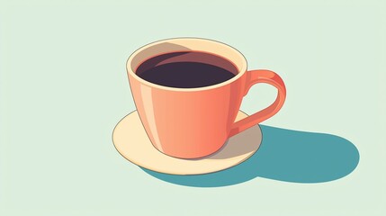 Fototapeta premium Coffee Cup on Saucer, Pastel Background