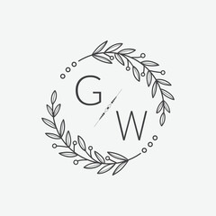 initial monogram wedding with creative circle line