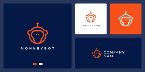 Monkey bot logo design template